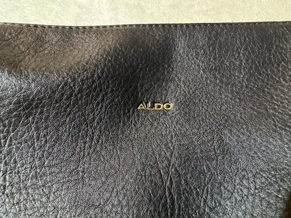 Aldo Leather Carrying Case Black Gold Zipper